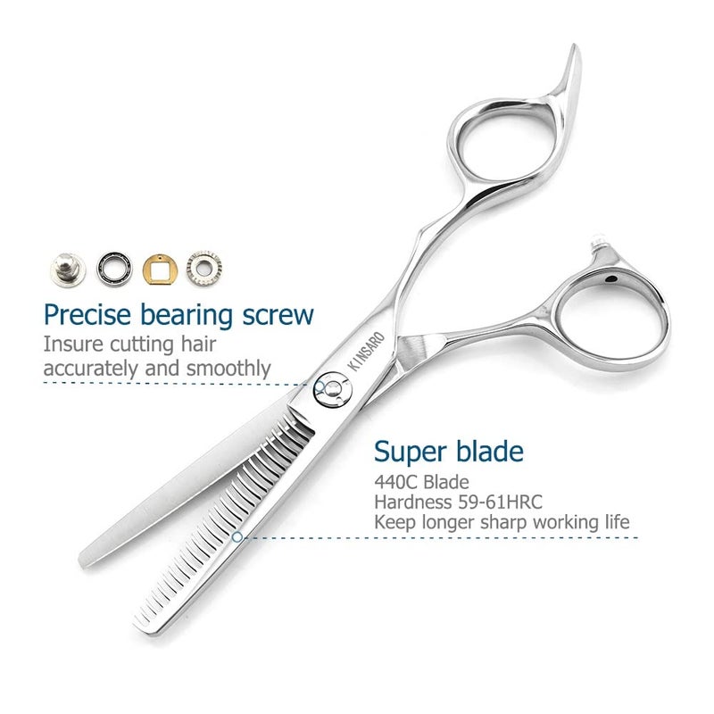 KINSARO Hair Thinning Scissors 5.75 Inch Hair Shears Professional Barber Scissors Sharp Hair Thinning Shears Convex Razor Edge 440c KINSARO for Hairdresser Barbershop or Home Use - Image 3